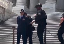 Detienen a un mayor de la Fuerza Aérea en el Capitolio tras exigir el juicio político a Trump y Vance (Video)